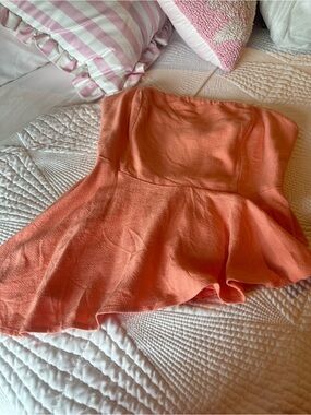 Strapless Peach Peplum Top
